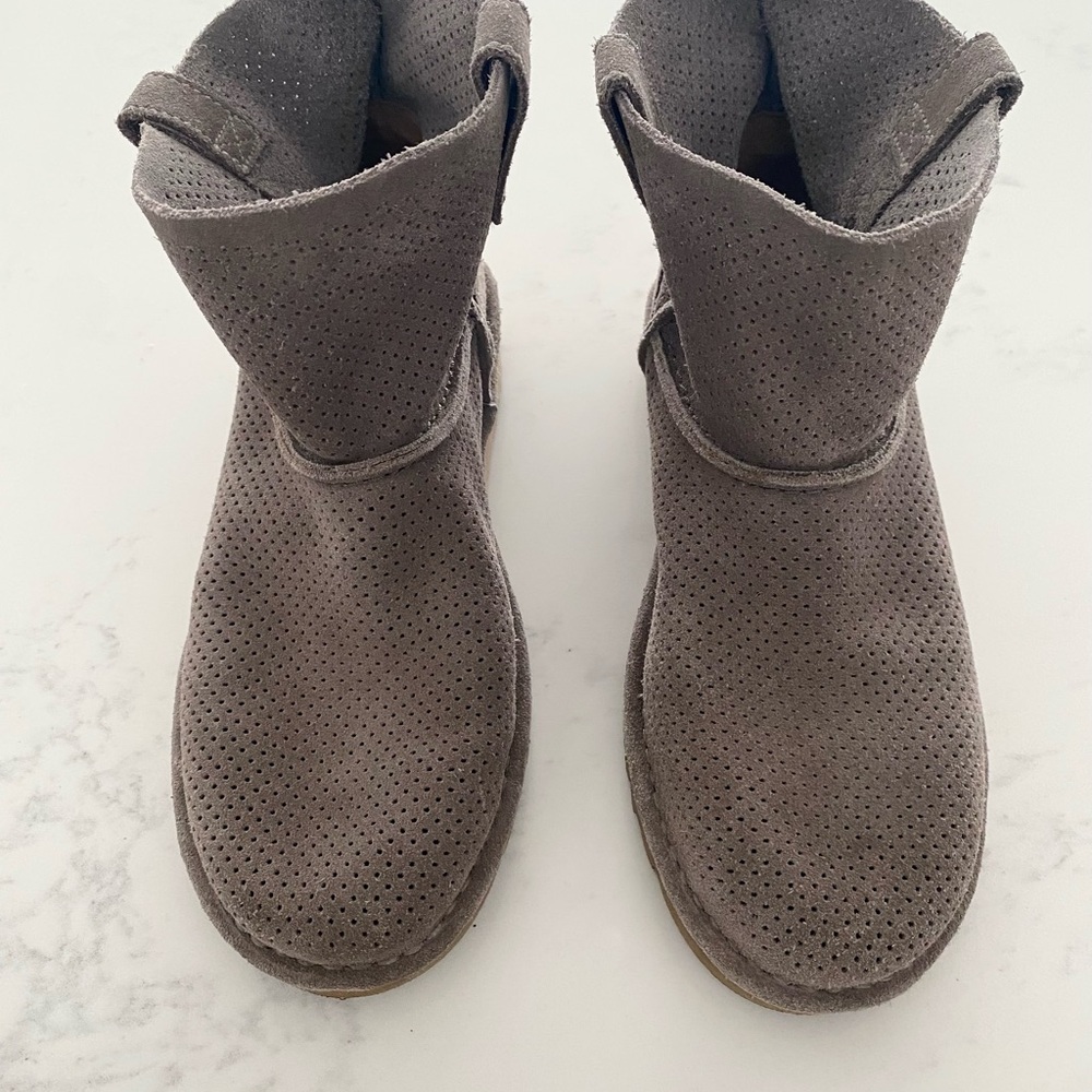 UGG Taupe Suede Perforated Boots